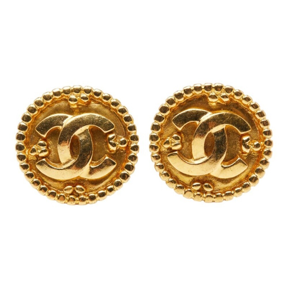 Chanel Coco Mark Vintage Earrings, Gold Plated, Women's CHANEL